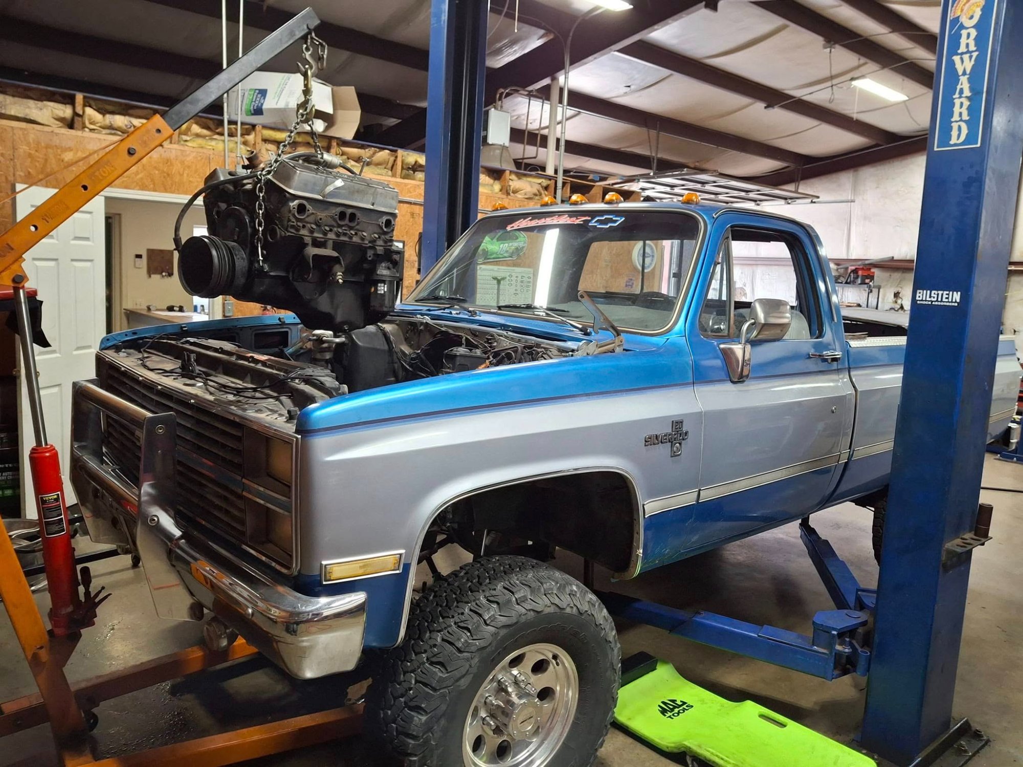 Engine pull on square body Chevy at Nemtec Automotive Bentonville AR